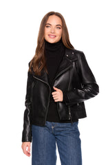 faux leather moto jacket black