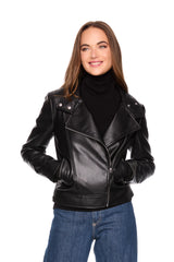 faux leather moto jacket black