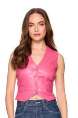 faux leather vest azalea
