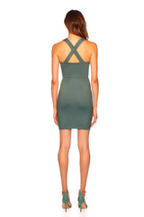 deep v circle wire x back dress