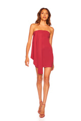 asymmetrical pleat tube dress