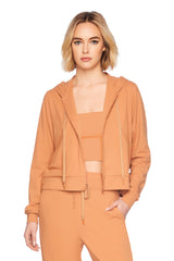 crop zip hoodie caramel