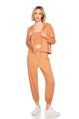 crop zip hoodie caramel