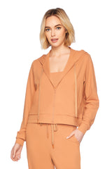 crop zip hoodie caramel
