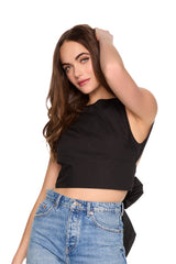 poplin open back tie top