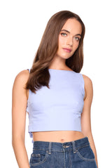 poplin open back tie top