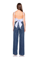 poplin open back tie top