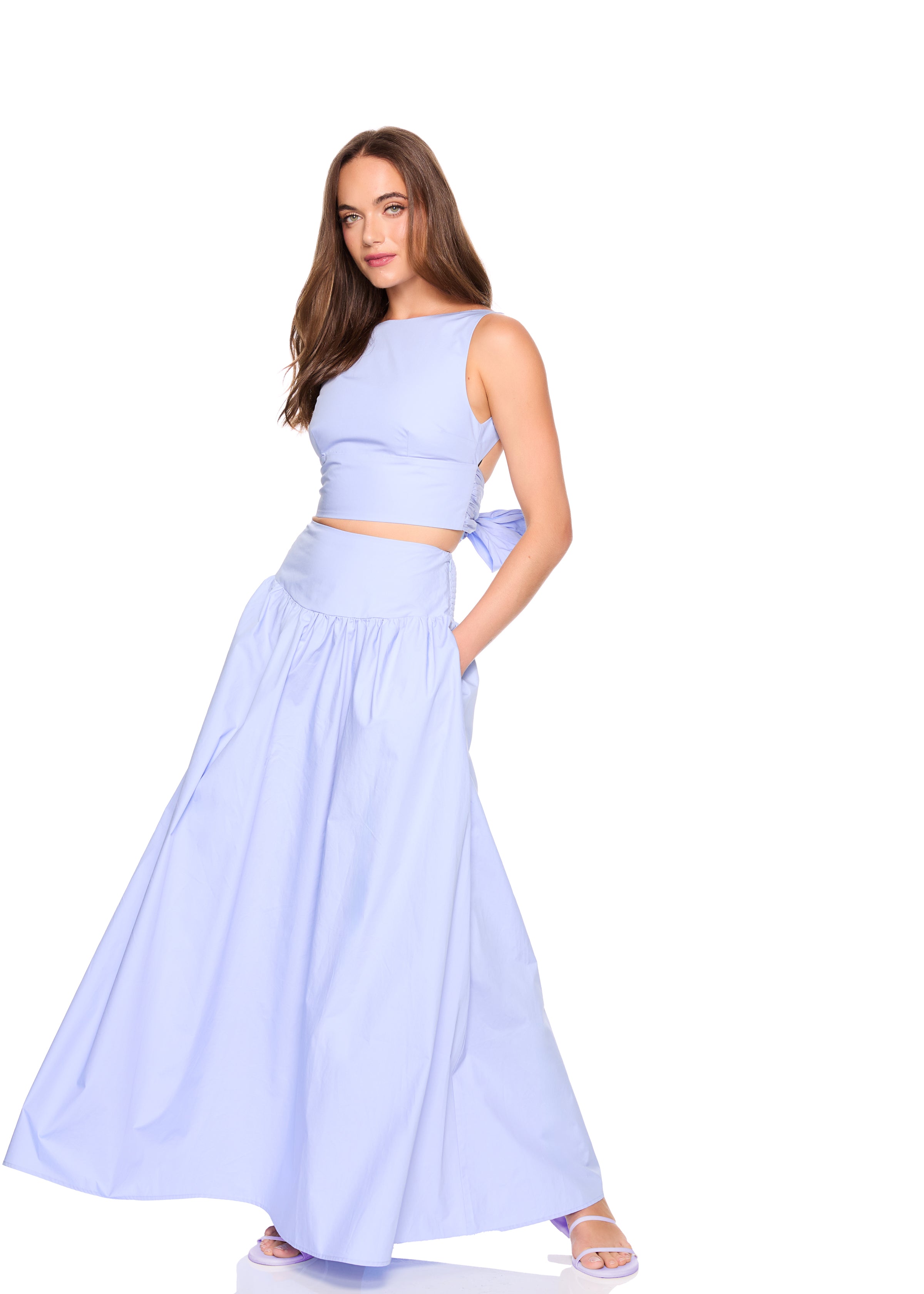 poplin drop waist skirt