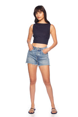 poplin open back tie top