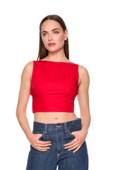 poplin open back tie top