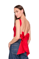 poplin open back tie top