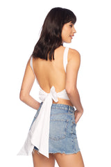 poplin open back tie top