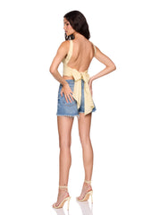 poplin open back tie top