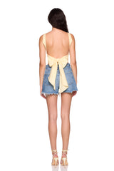 poplin open back tie top