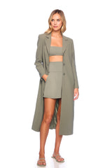 pebble crepe long blazer slate