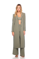 pebble crepe long blazer slate