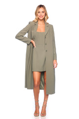 pebble crepe long blazer slate