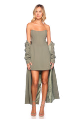 pebble crepe long blazer slate