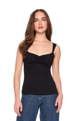 gathered front angle strap tank