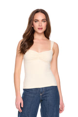 gathered front angle strap tank