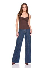 gathered front angle strap tank