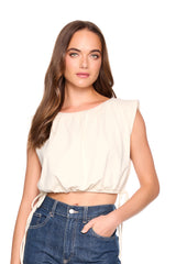 gathered side tie top