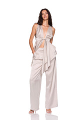 satin pleated pant