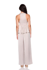 satin tie peplum high low top