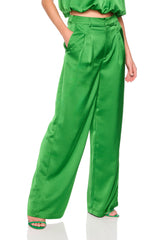 satin pleated pant