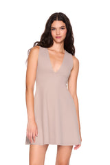 sleeveless v neck flare dress