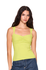 gathered front angle strap tank