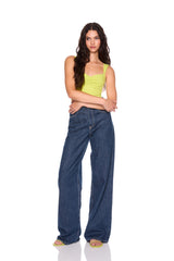 gathered front angle strap tank