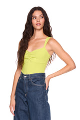 gathered front angle strap tank