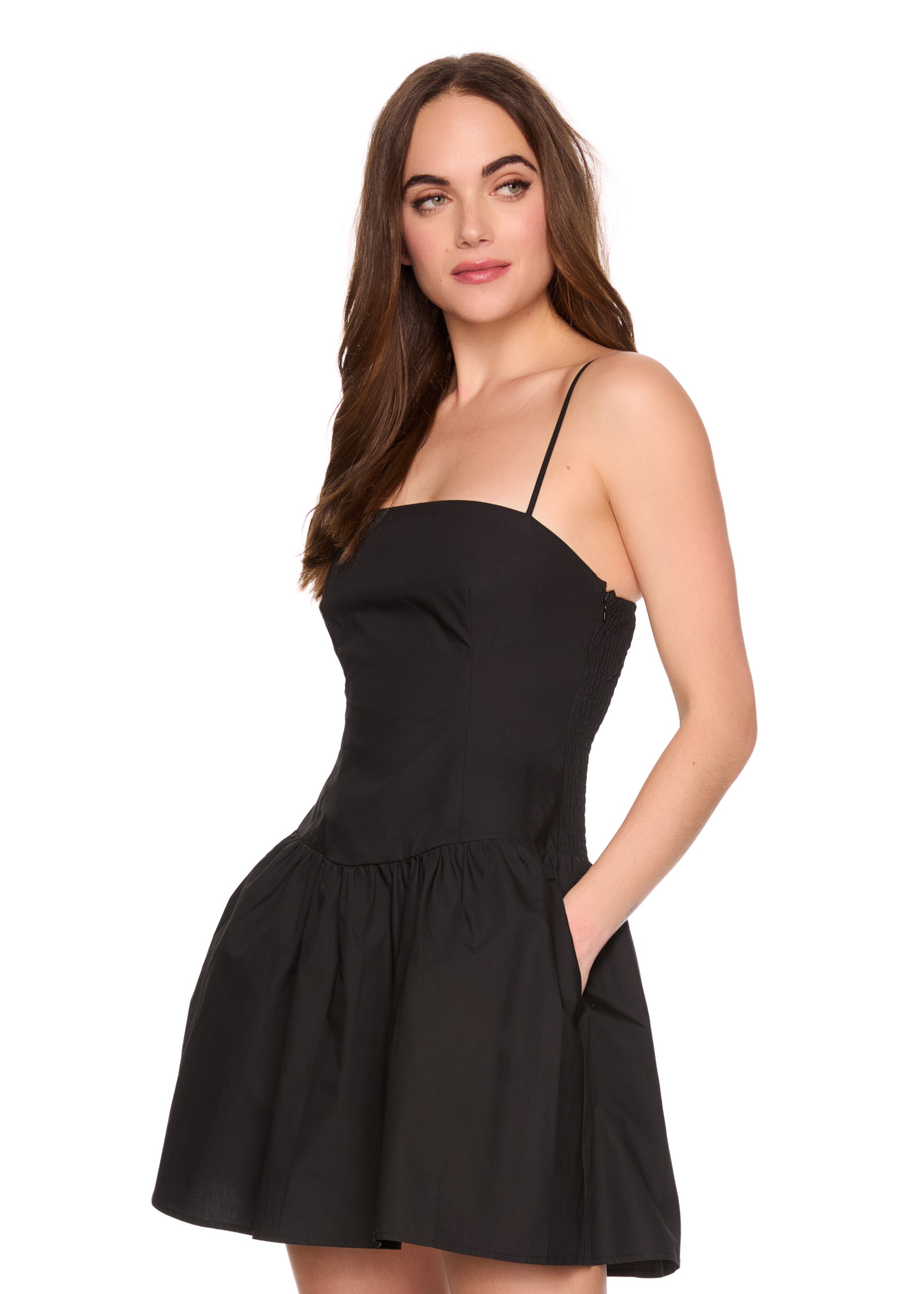 poplin string smocking dress