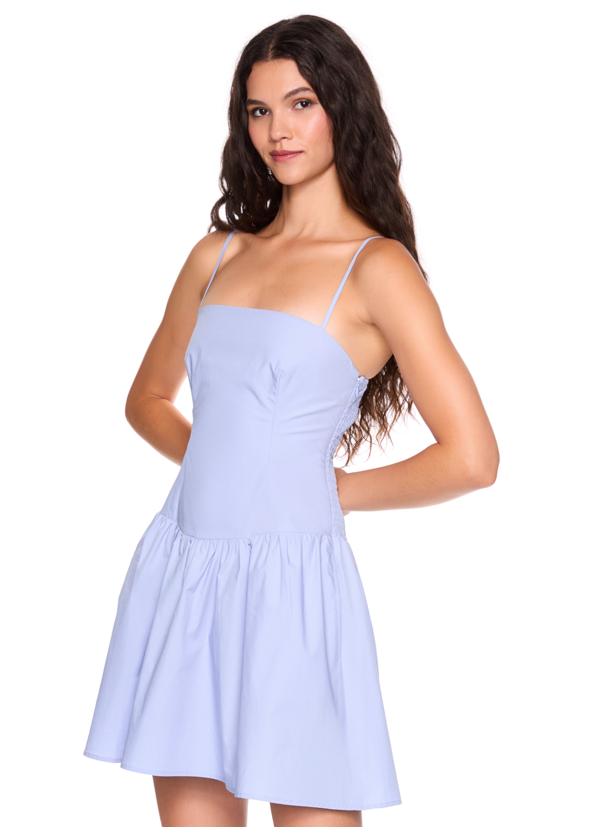 poplin string smocking dress