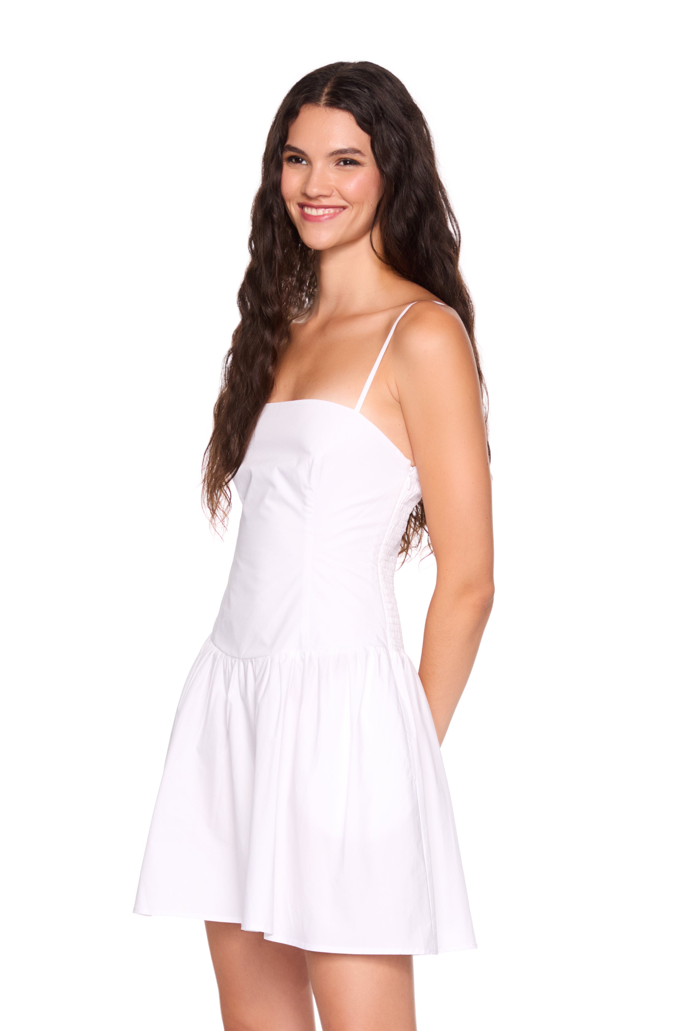poplin string smocking dress m / sugar