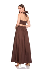 poplin tie halter dress