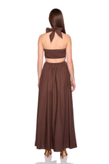 poplin tie halter dress