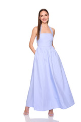 poplin tie halter dress