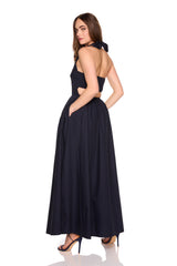 poplin tie halter dress