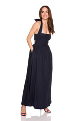 poplin tie halter dress