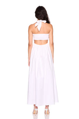 poplin tie halter dress