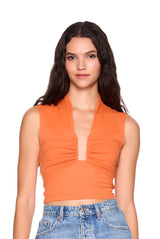 square gathered sleeveless