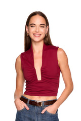 square gathered sleeveless