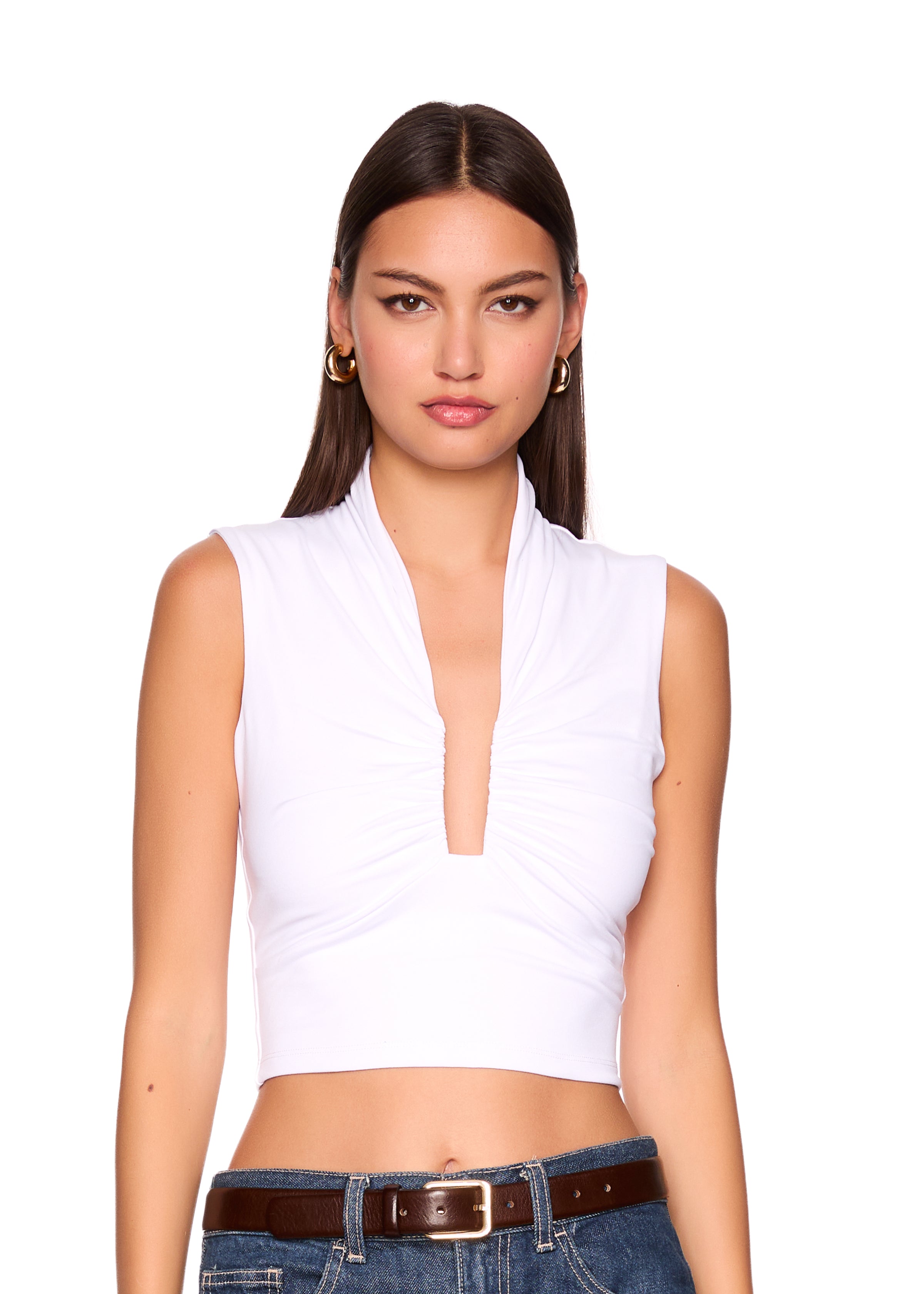 square gathered sleeveless