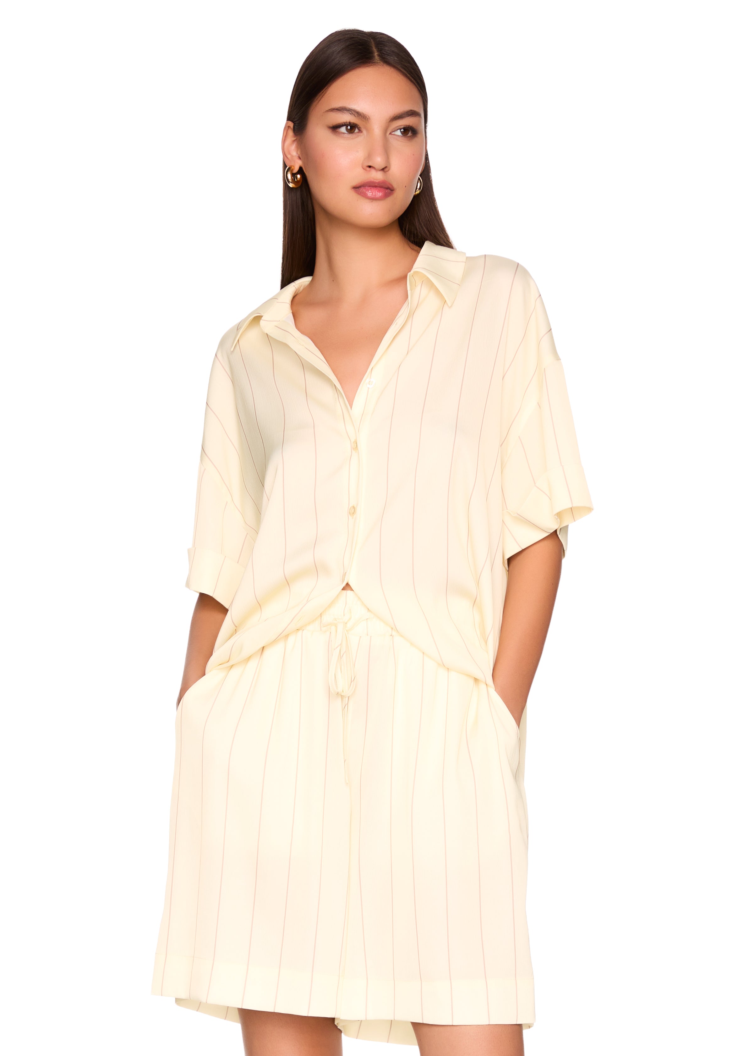 satin stripe button shirt