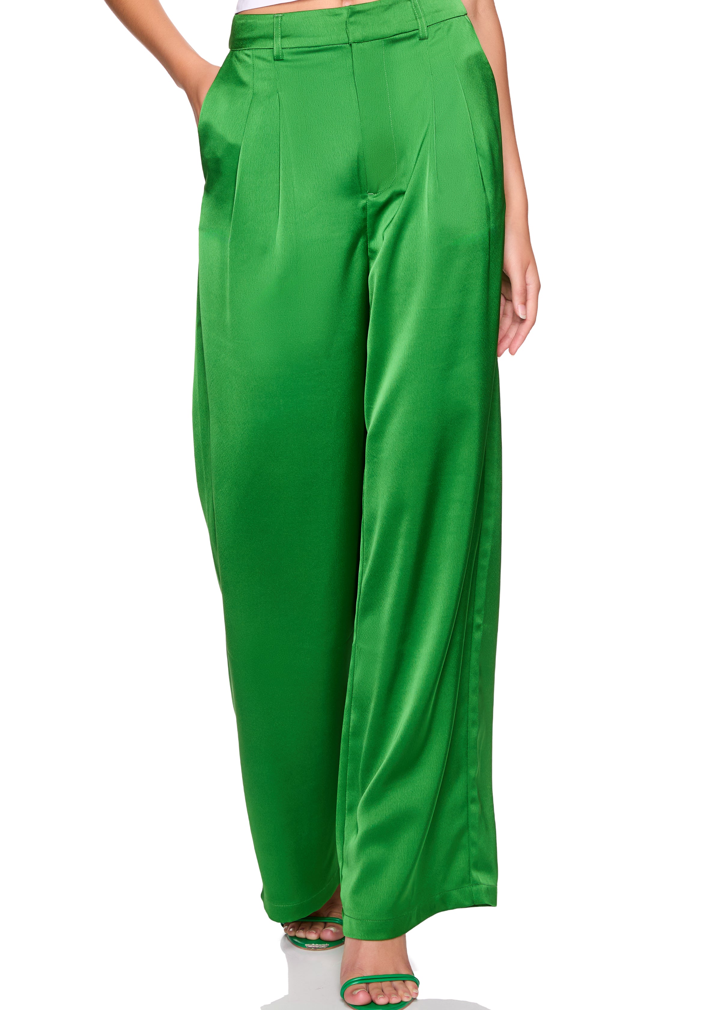 satin pleated pant