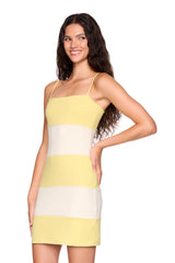 string colorblock mini dress