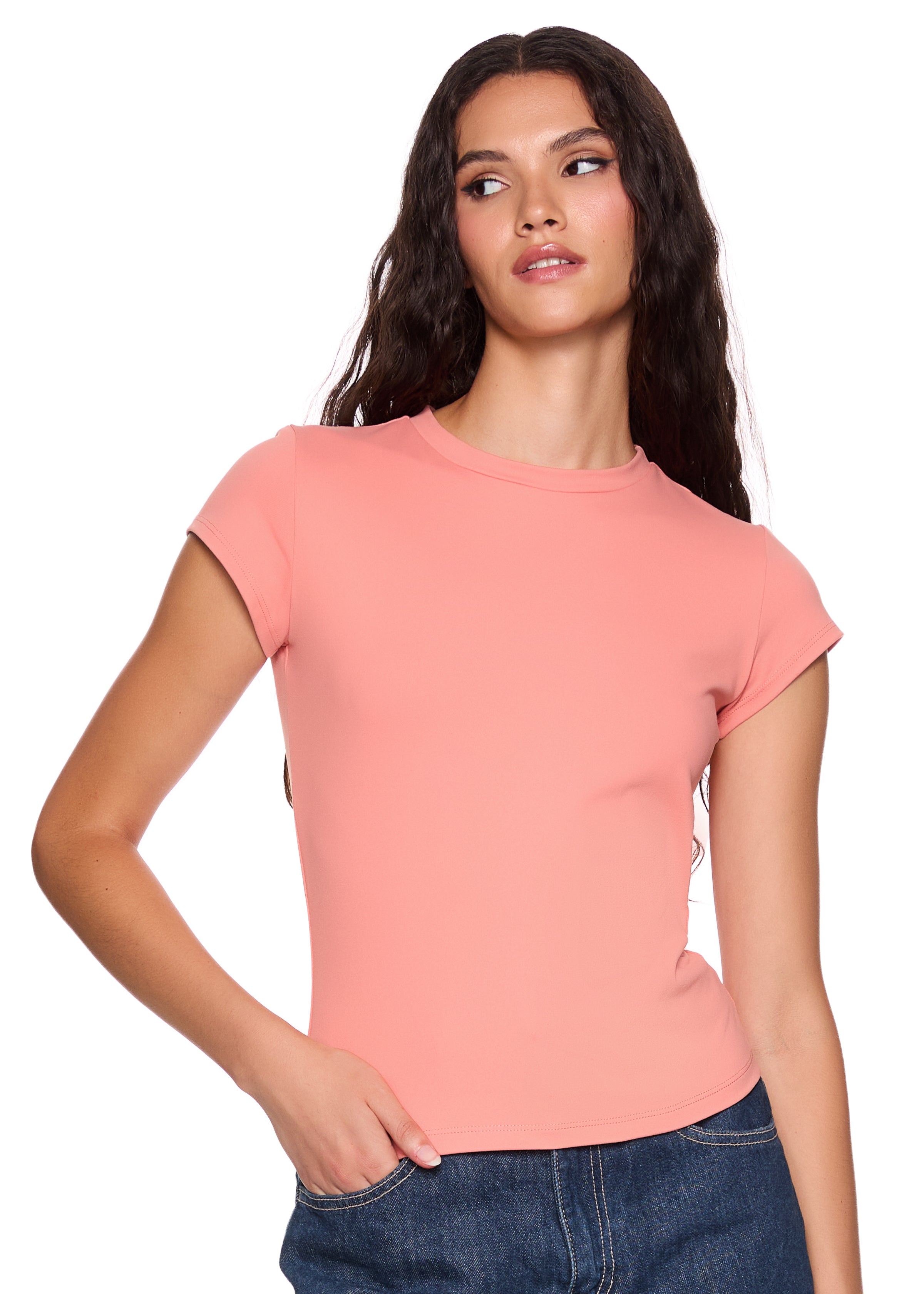 essential shorter crew short sleeve tee