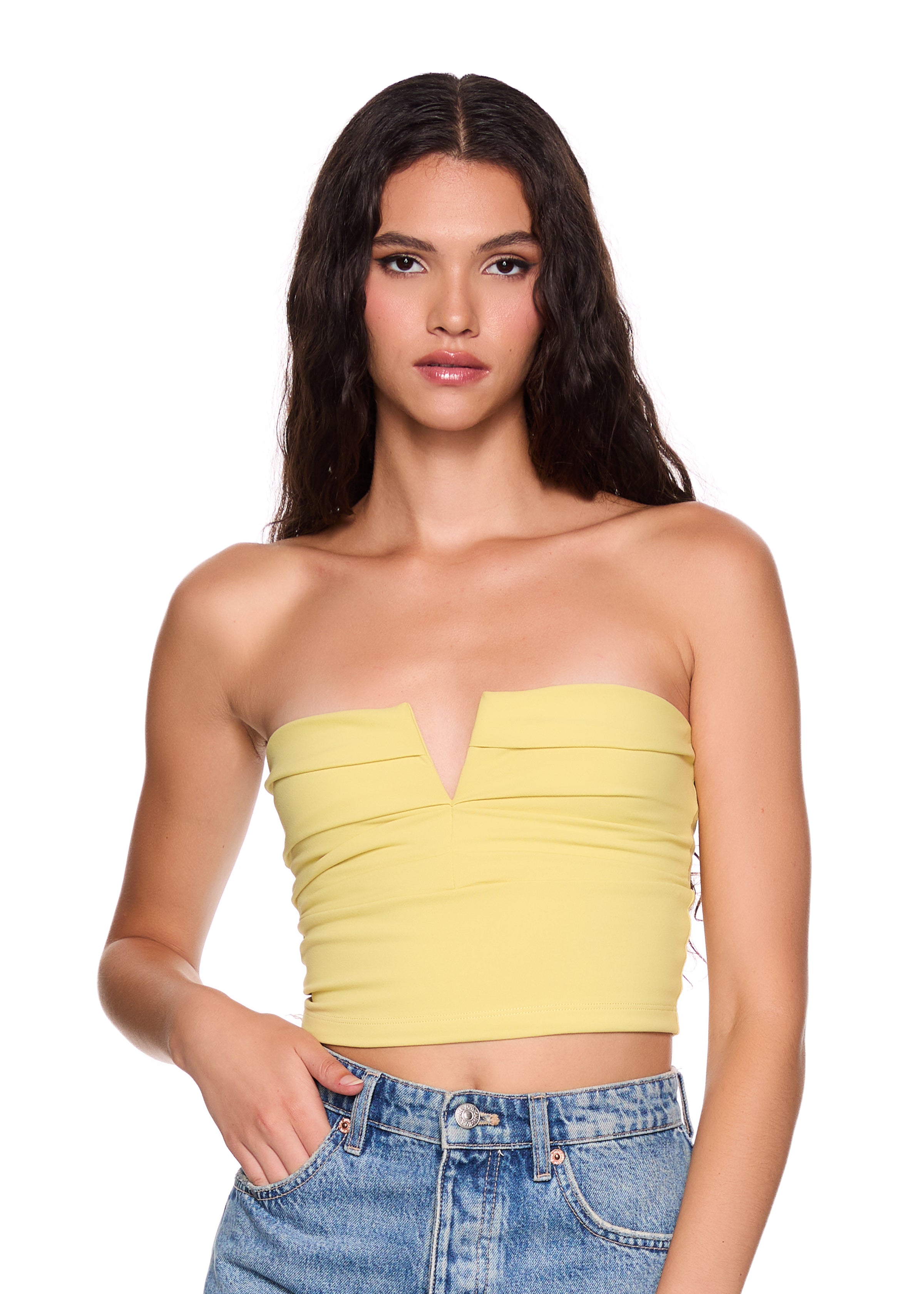 v wire pleated crop tube